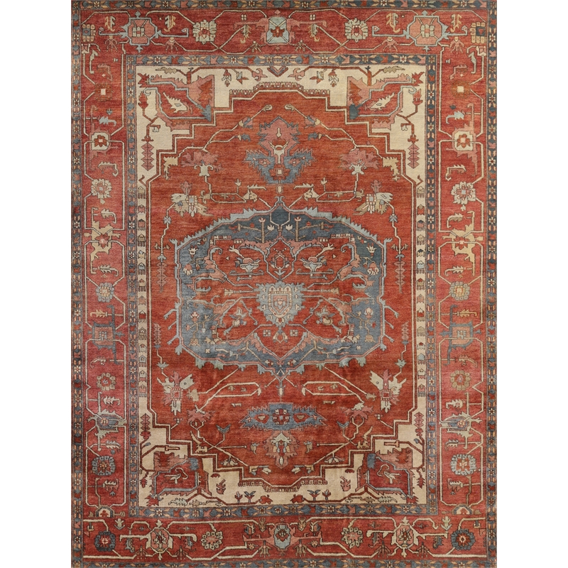Antique Weave Serapi Hand-Knotted New Zealand Wool Rust/Rust 12'x15' Area Rug