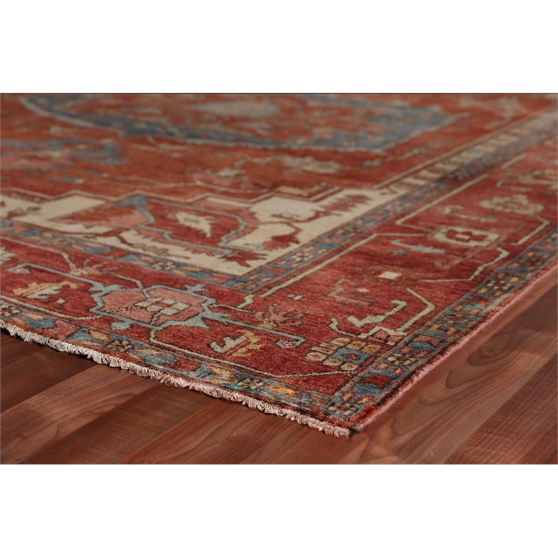 Antique Weave Serapi Hand-Knotted New Zealand Wool Rust/Rust 6'x9' Area Rug