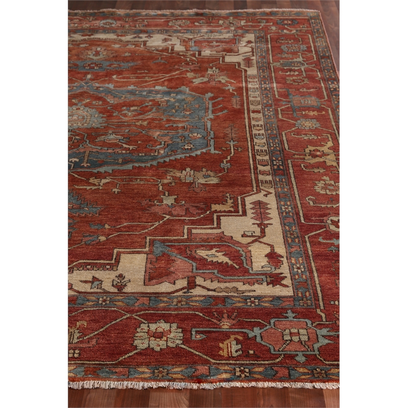 Antique Weave Serapi Hand-Knotted New Zealand Wool Rust/Rust 6'x9' Area Rug