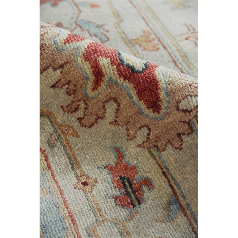 Antique Weave Serapi Hand-Knotted Wool Ivory/Light Blue 8'x10' Area Rug