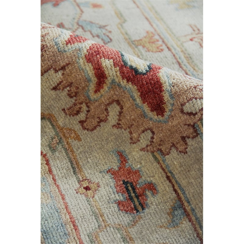 Antique Weave Serapi Hand-Knotted Wool Ivory/Light Blue 9'x12' Area Rug