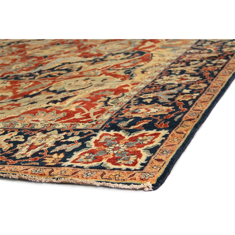 Antique Weave Serapi Hand-Knotted Wool Rust/Navy/Gold 10'x14' Area Rug
