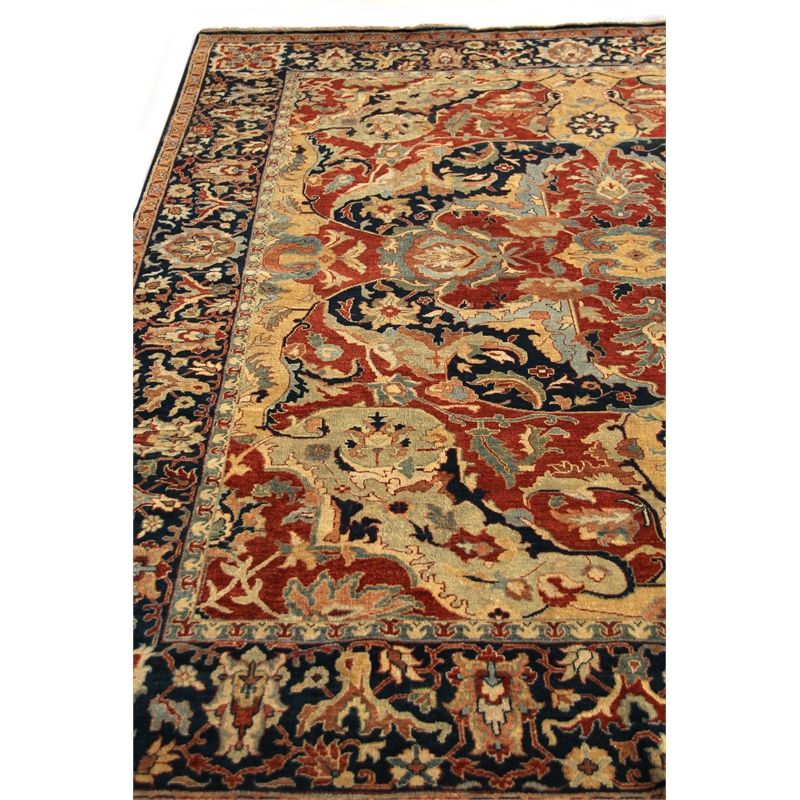 Antique Weave Serapi Hand-Knotted Wool Rust/Navy/Gold 10'x14' Area Rug