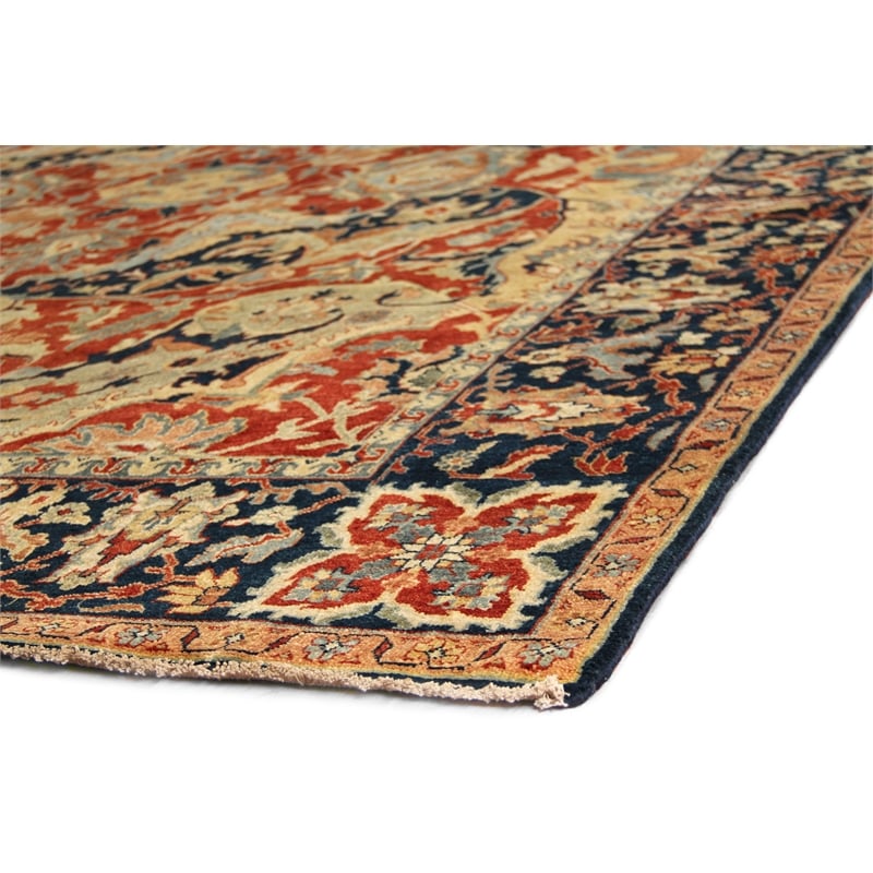 Antique Weave Serapi Hand-Knotted Wool Rust/Navy/Gold 12'x15' Area Rug