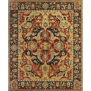 Antique Weave Serapi Hand-Knotted Wool Rust/Navy/Gold 8'x10' Area Rug