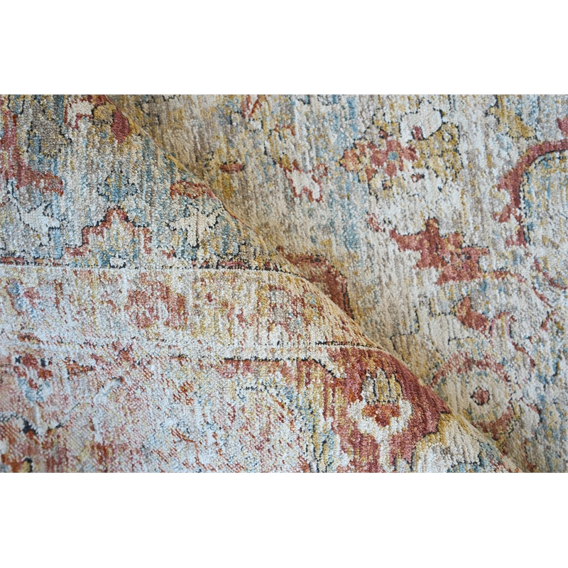 Antique Loom Power Loom Polyester Blue/Rust 2'x3' Area Rug
