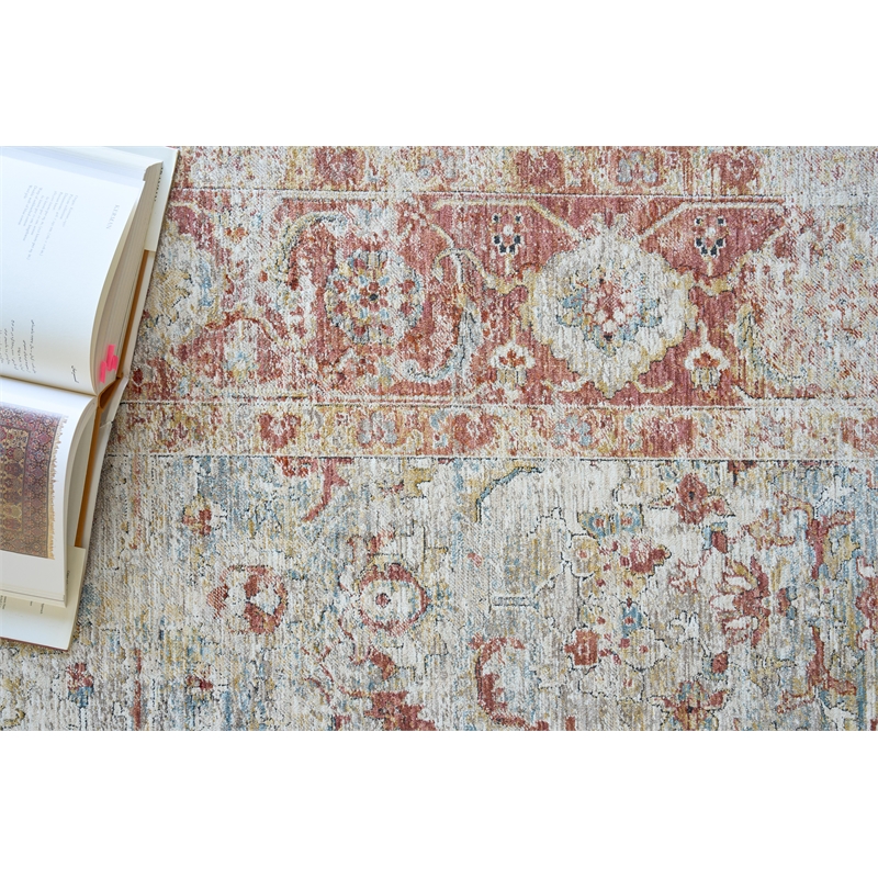 Antique Loom Power Loom Polyester Blue/Rust 2'x3' Area Rug