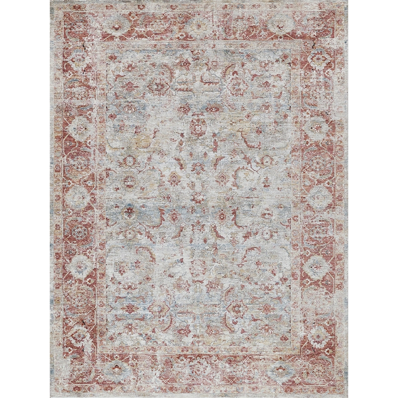 Antique Loom Power Loom Polyester Blue/Rust 2'x3' Area Rug