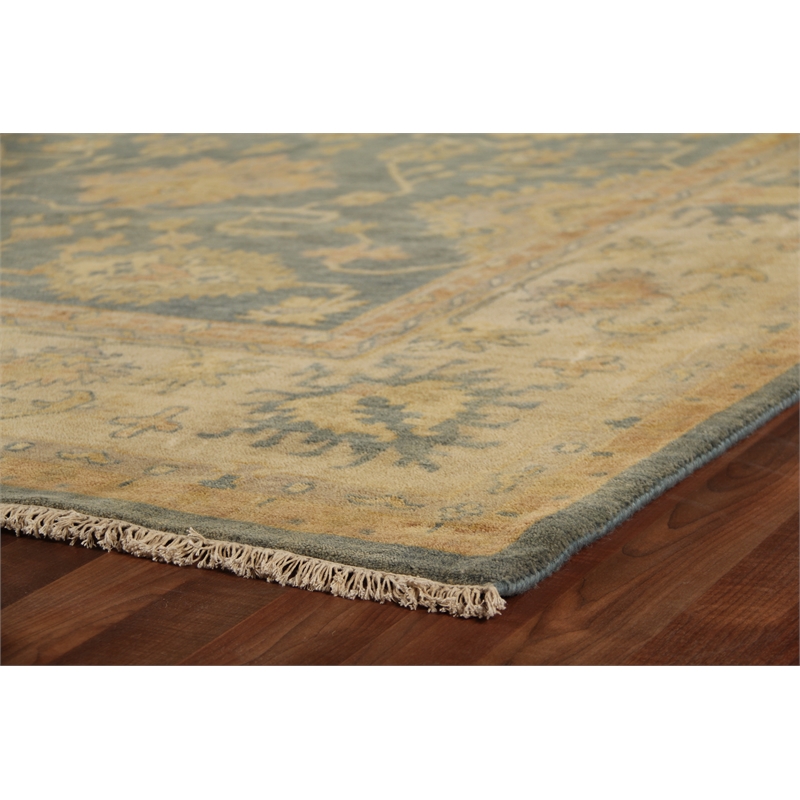 Antique Weave Oushak Hand-Knotted New Zealand Wool Cobalt/Ivory 8'x10' Area Rug