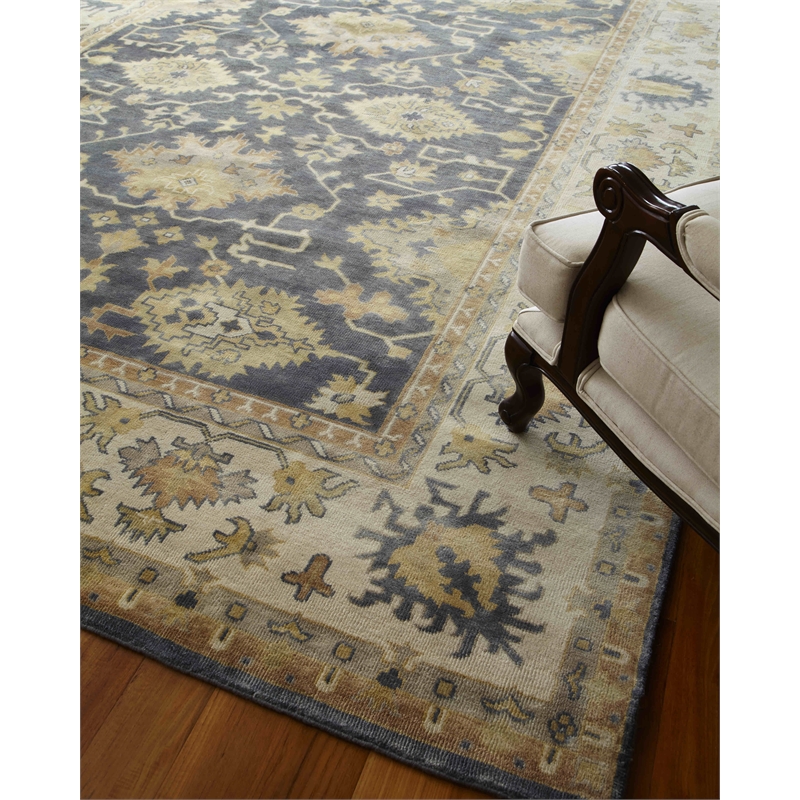 Antique Weave Oushak Hand-Knotted New Zealand Wool Cobalt/Ivory 8'x10' Area Rug