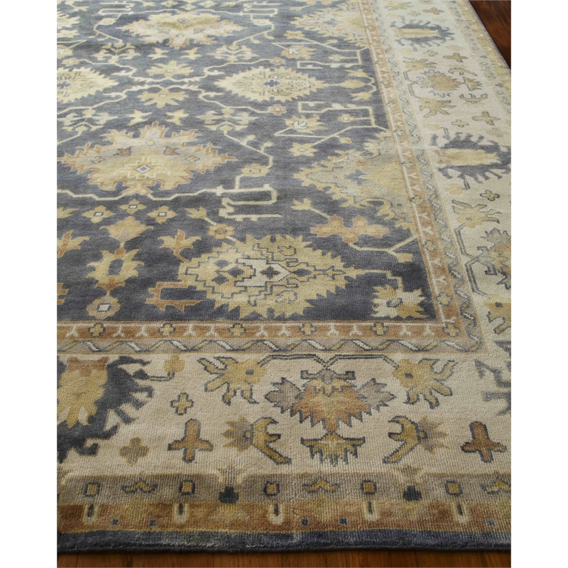Antique Weave Oushak Hand-Knotted New Zealand Wool Cobalt/Ivory 8'x10' Area Rug