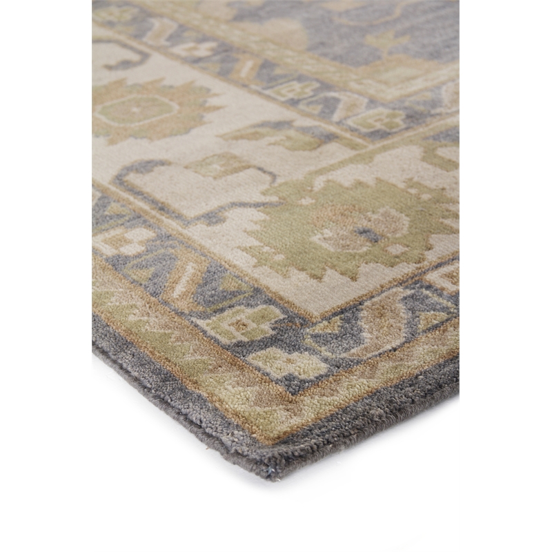 Antique Weave Oushak Hand-Knotted New Zealand Wool Ivory/Cobalt 10'x14' Area Rug