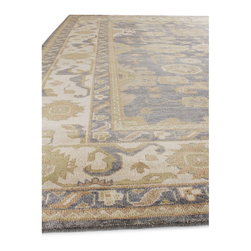 Antique Weave Oushak Hand-Knotted New Zealand Wool Ivory/Cobalt 10'x14' Area Rug
