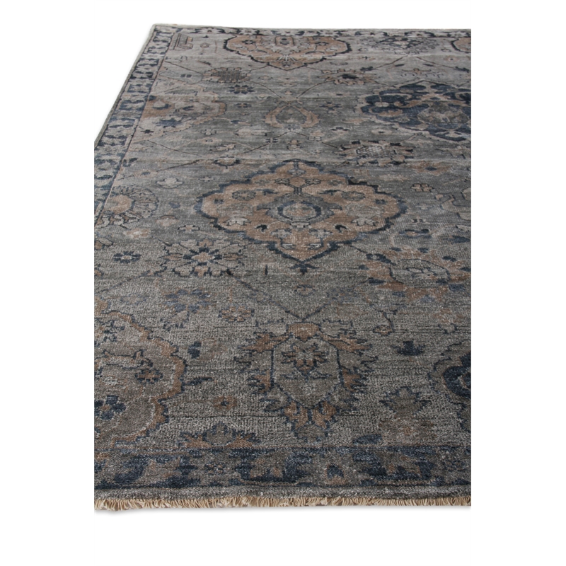 Antique Weave Bamboo Hand-Knotted Bamboo Silk Gray/Denim 12'x15' Area Rug