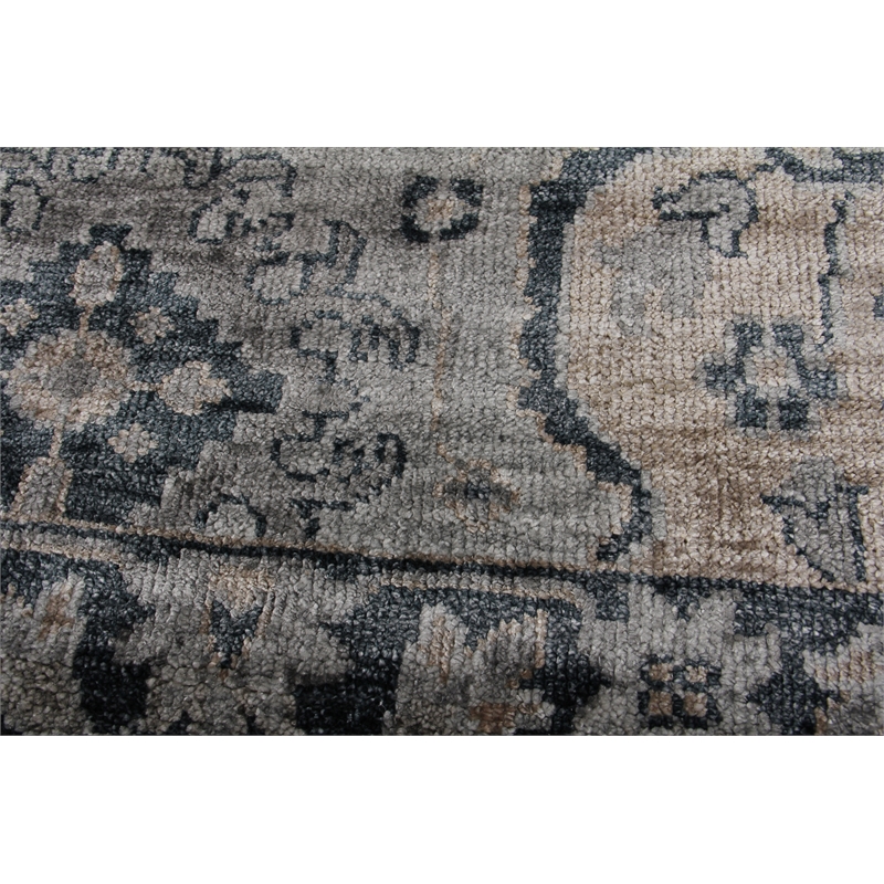 Antique Weave Bamboo Hand-Knotted Bamboo Silk Gray/Denim 12'x15' Area Rug