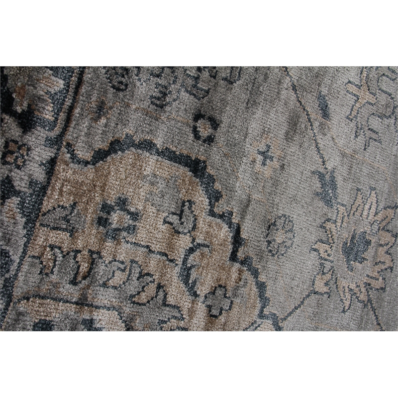 Antique Weave Bamboo Hand-Knotted Bamboo Silk Gray/Denim 12'x15' Area Rug