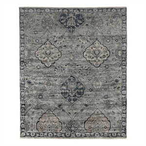 Antique Weave Bamboo Hand-Knotted Bamboo Silk Gray/Denim 8'x10' Area Rug