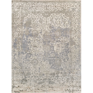 Antique Weave Bamboo Hand-Knotted Bamboo Silk Silver 10'x14' Area Rug