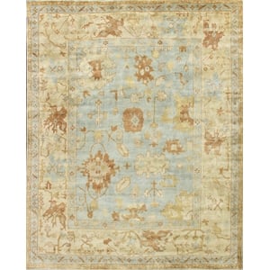 Antique Weave Oushak Hand-Knotted Wool Dark Blue/Beige 14'x18' Area Rug