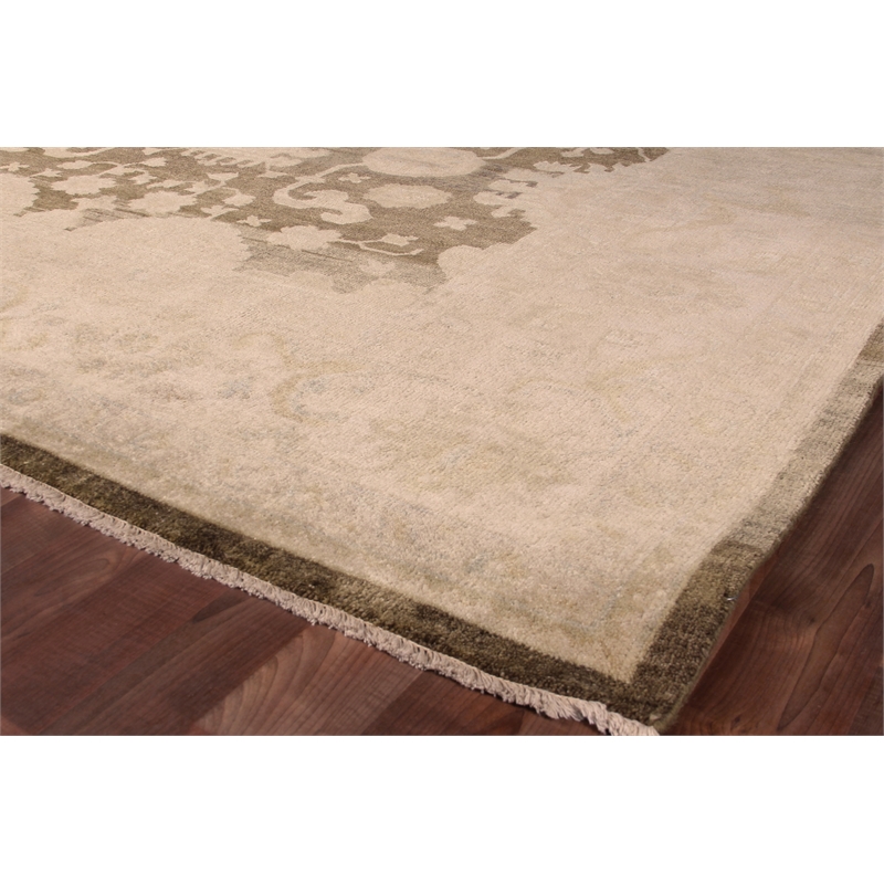 Antique Weave Oushak Hand-Knotted New Zealand Wool Brown/Ivory 6'x9' Area Rug