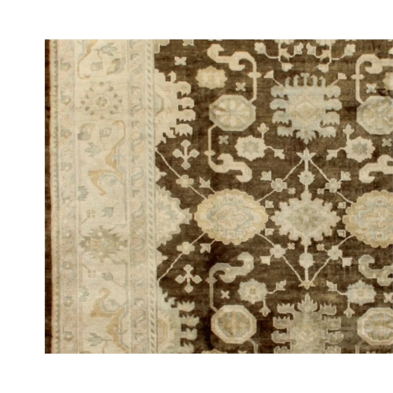 Antique Weave Oushak Hand-Knotted New Zealand Wool Brown/Ivory 6'x9' Area Rug