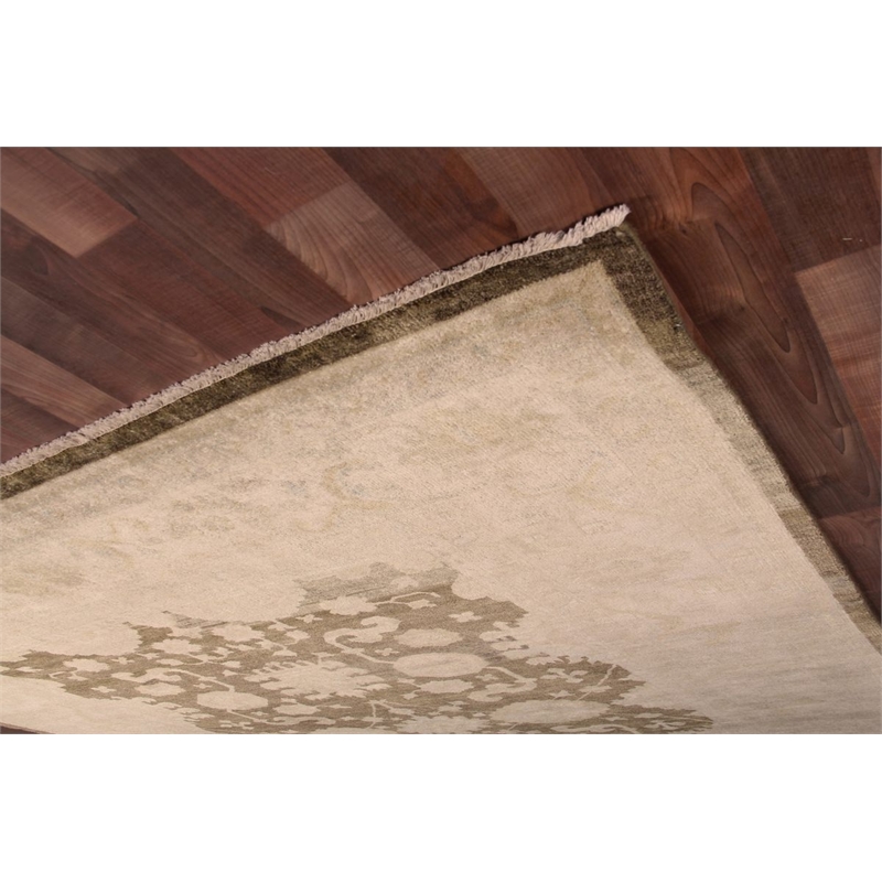 Antique Weave Oushak Hand-Knotted New Zealand Wool Brown/Ivory 6'x9' Area Rug