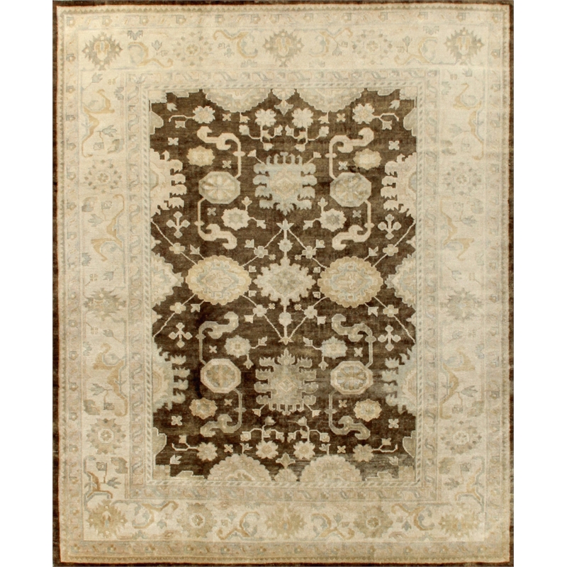 Antique Weave Oushak Hand-Knotted New Zealand Wool Brown/Ivory 6'x9' Area Rug