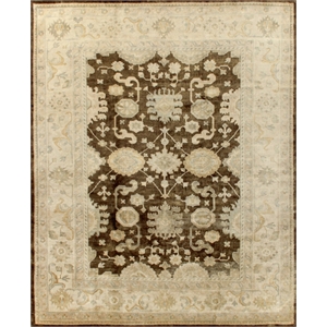 Antique Weave Oushak Hand-Knotted New Zealand Wool Brown/Ivory 6'x9' Area Rug