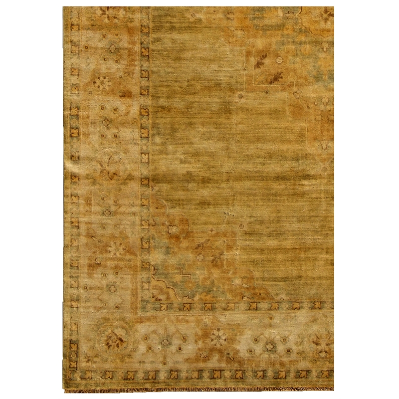 Antique Weave Oushak Hand-Knotted New Zealand Wool Green/Beige 14'x18' Area Rug