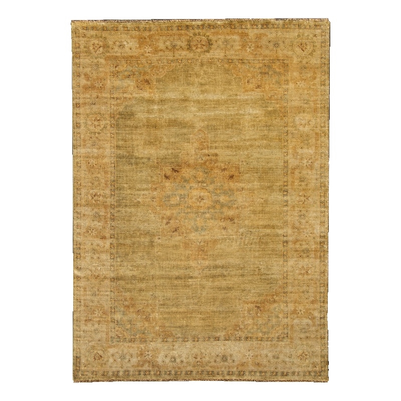Antique Weave Oushak Hand-Knotted New Zealand Wool Green/Beige 14'x18' Area Rug