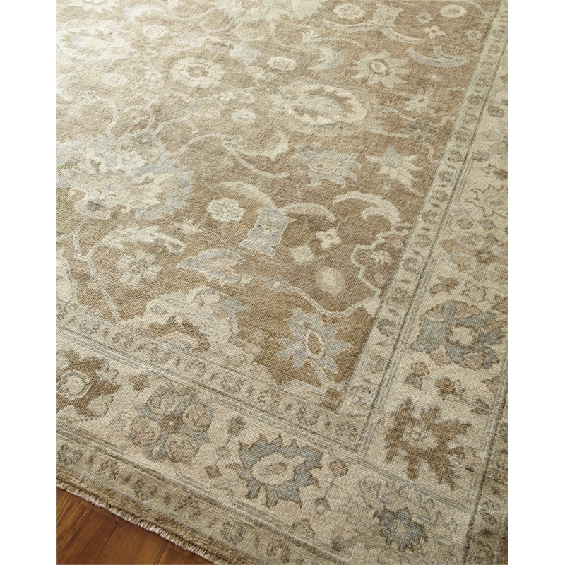Antique Weave Oushak Hand-Knotted New Zealand Wool Gray/Brown 4'x6' Area Rug