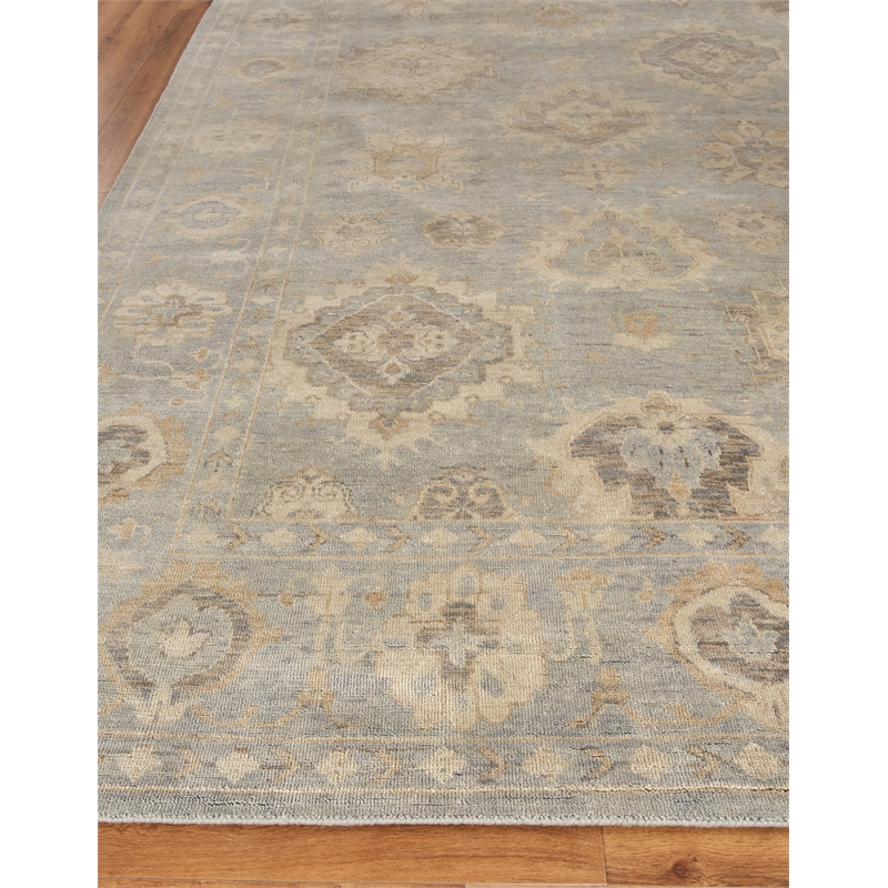 Antique Weave Oushak Hand-Knotted New Zealand Wool Light Blue 8'x10' Area Rug