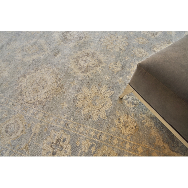 Antique Weave Oushak Hand-Knotted New Zealand Wool Light Blue 8'x10' Area Rug