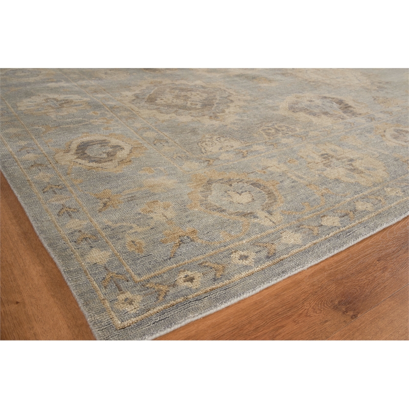 Antique Weave Oushak Hand-Knotted New Zealand Wool Light Blue 9'x12' Area Rug