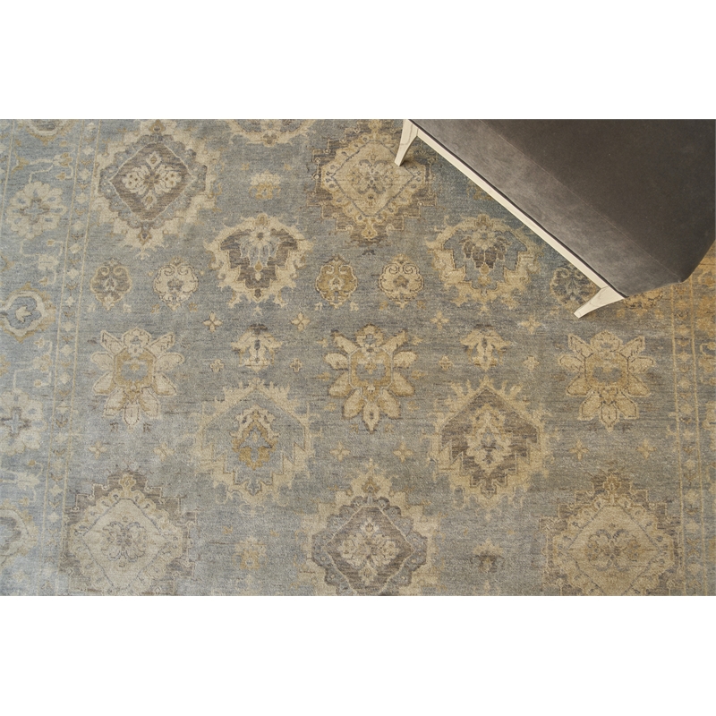 Antique Weave Oushak Hand-Knotted New Zealand Wool Light Blue 9'x12' Area Rug