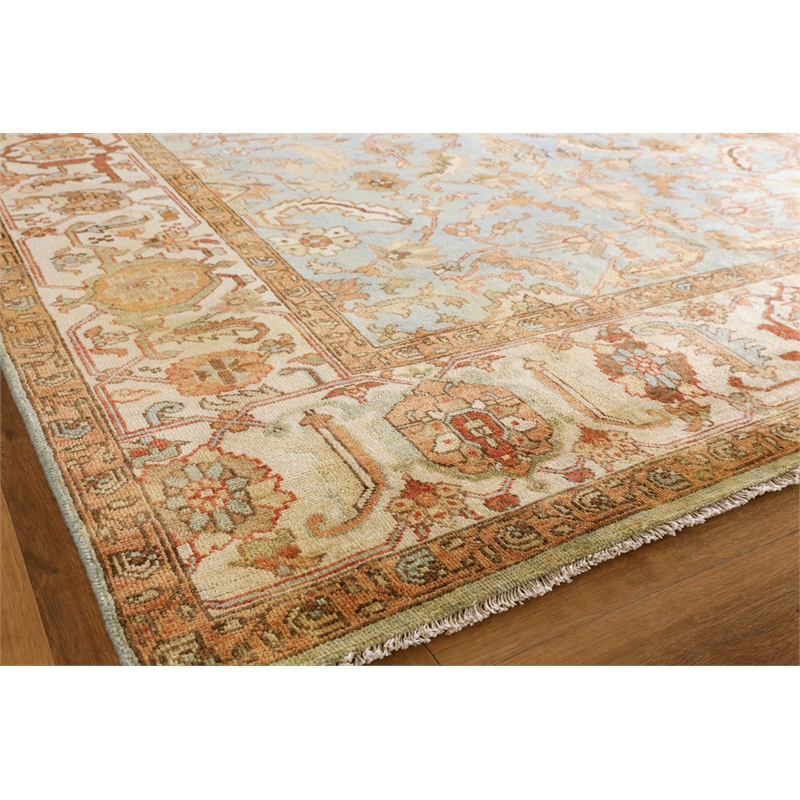 Antique Weave Serapi Hand-Knotted Wool Light Blue/Ivory 14'x18' Area Rug