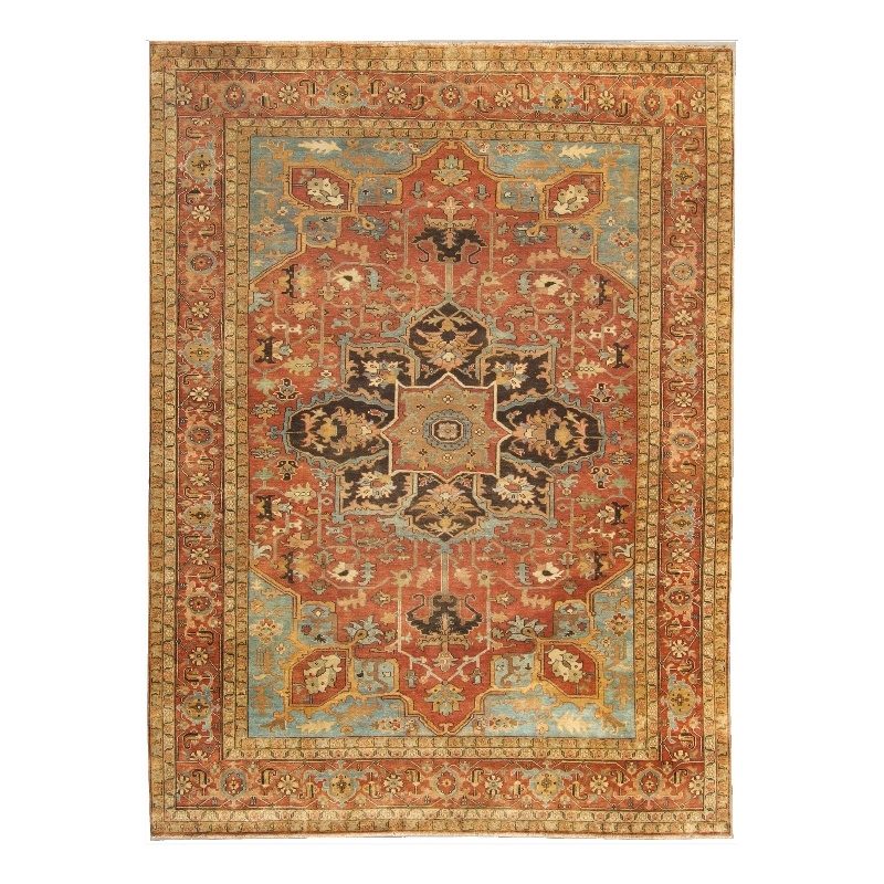 Antique Weave Serapi Hand-Knotted Wool Rust/Blue/Multi 12'x15' Area Rug