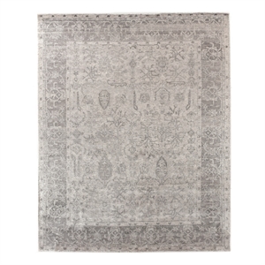 Antique'D Silk Hand-Knotted Bamboo Silk Ivory/Silver 10'x14' Area Rug