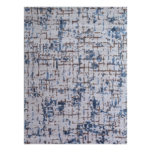 Antolini Handloomed Bamboo Silk Ivory/Blue 8'x10' Area Rug
