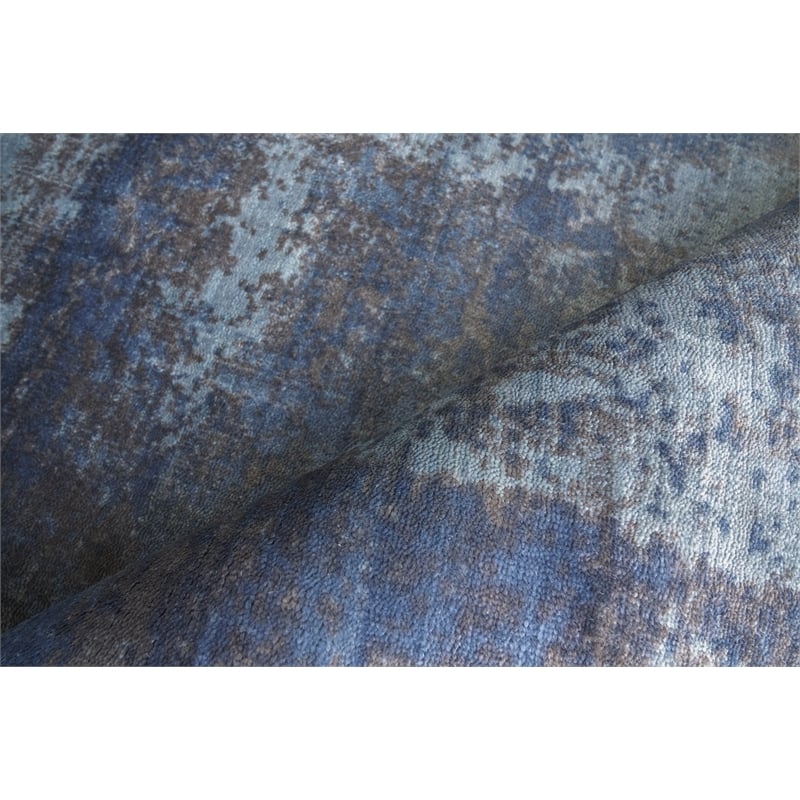 Antolini Handloomed Bamboo Silk Blue 10'x14' Area Rug
