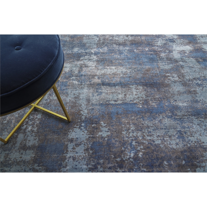 Antolini Handloomed Bamboo Silk Blue 10'x14' Area Rug