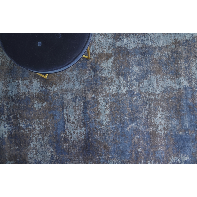 Antolini Handloomed Bamboo Silk Blue 10'x14' Area Rug