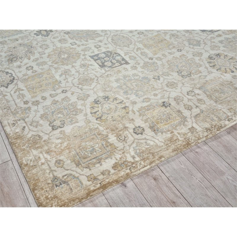 Artisan Power Loom Wool/Nylon Ivory 4'x6' Area Rug