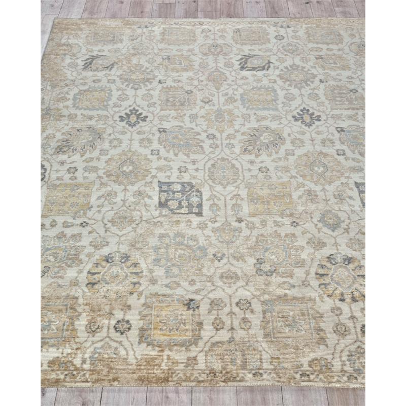 Artisan Power Loom Wool/Nylon Ivory 4'x6' Area Rug