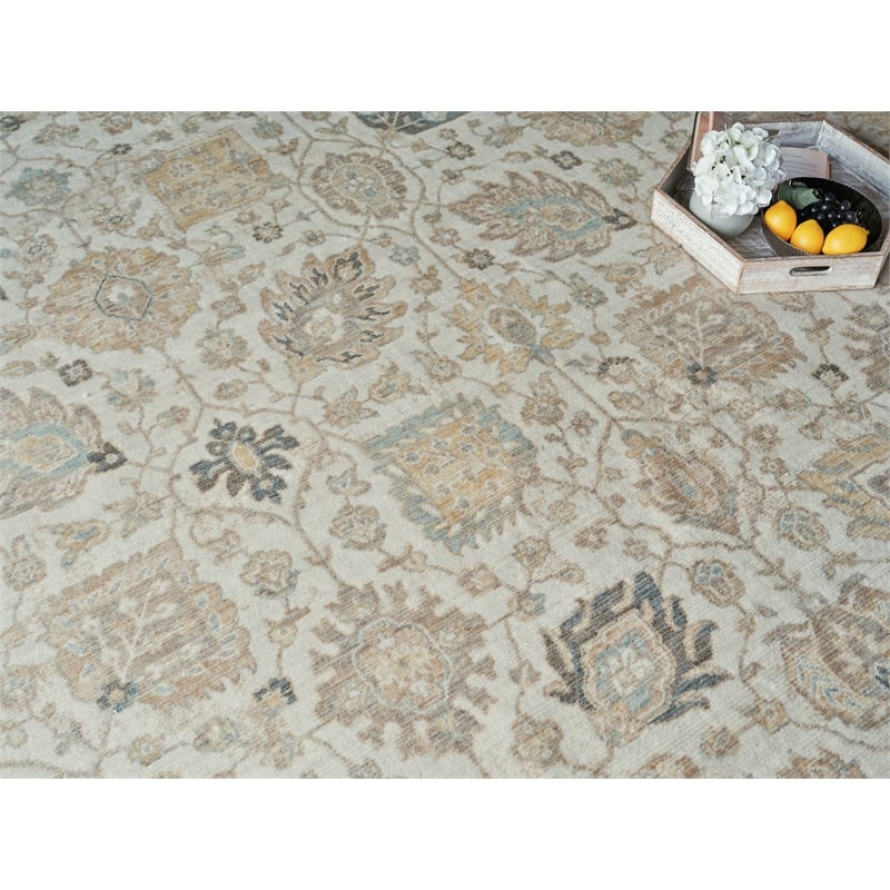 Artisan Power Loom Wool/Nylon Ivory 9'x12' Area Rug