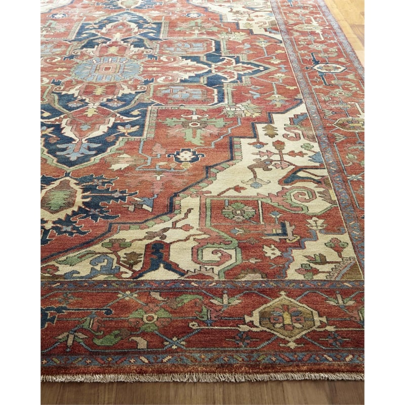 Antique Weave Serapi Hand-Knotted New Zealand Wool Rust/Ivory 12'x15' Area Rug