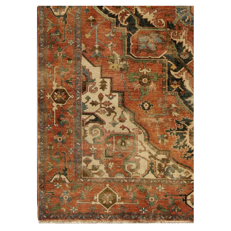 Antique Weave Serapi Hand-Knotted New Zealand Wool Rust/Ivory 12'x18' Area Rug