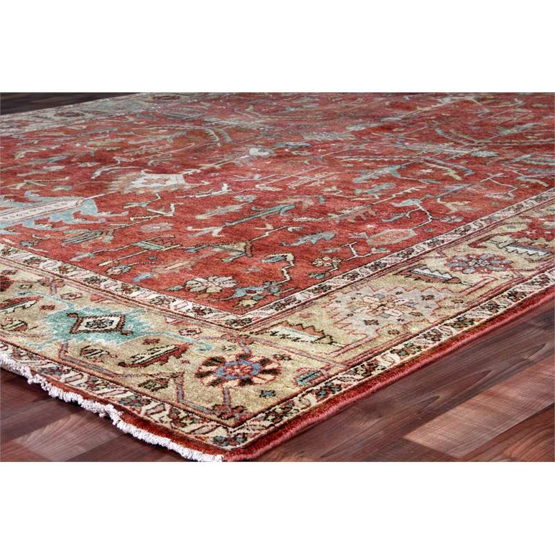 Antique Weave Serapi Hand-Knotted New Zealand Wool Rust/Gold 10'x14' Area Rug