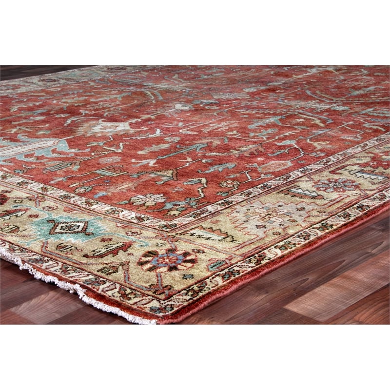 Antique Weave Serapi Hand-Knotted New Zealand Wool Rust/Gold 9'x12' Area Rug