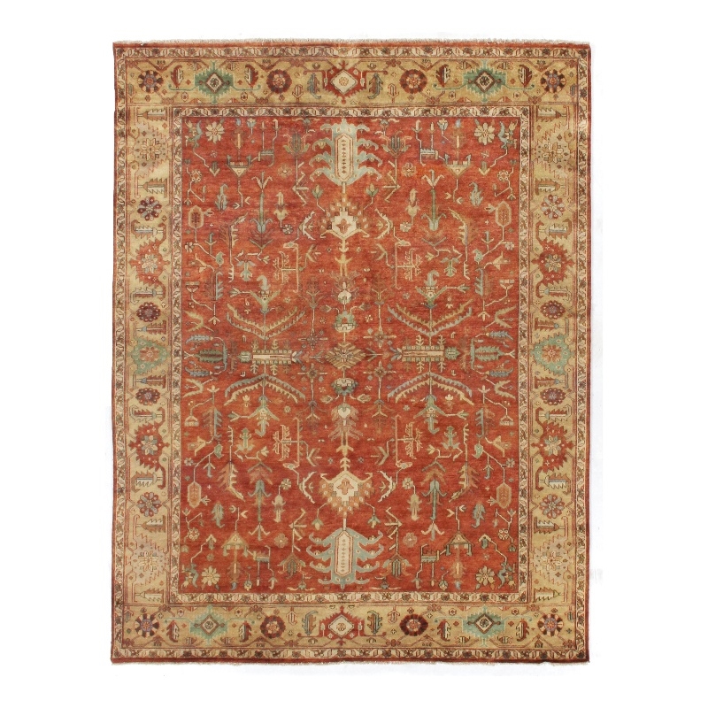 Antique Weave Serapi Hand-Knotted New Zealand Wool Rust/Gold 9'x12' Area Rug